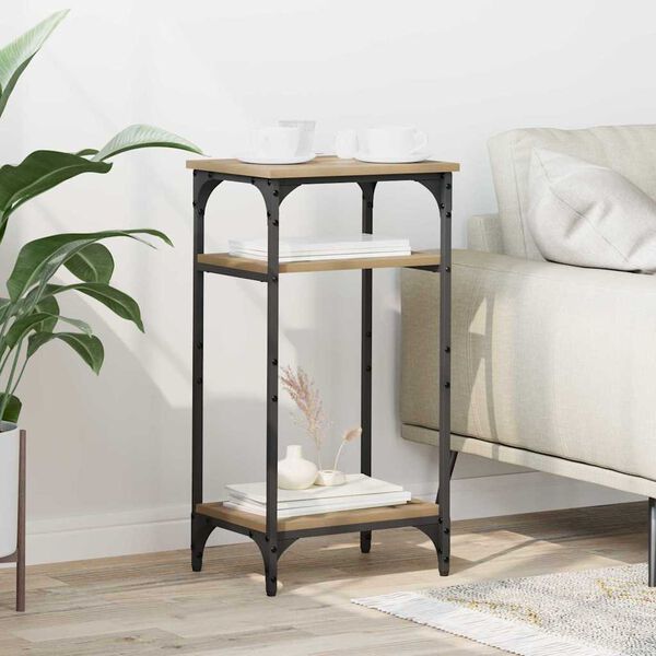 vidaXL Mesa lateral con estante Manual Roble artesanal 40 x 30 x 75 cm