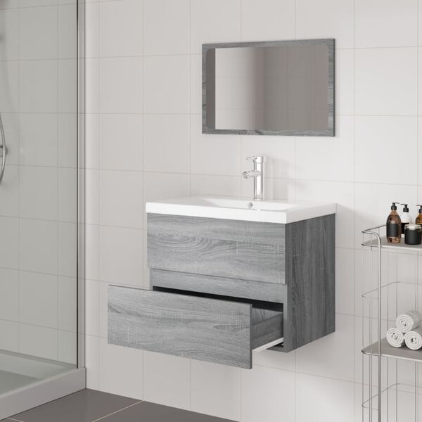 vidaXL Set de muebles de baño madera contrachapada gris Sonoma
