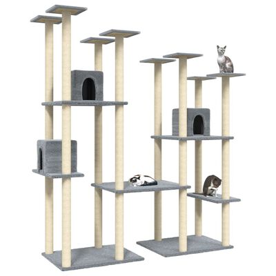 vidaXL Rascador para gatos con postes de sisal gris claro 174 cm