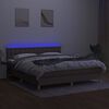 vidaXL Cama box spring con colch&oacute;n LED tela gris taupe 160x200 cm