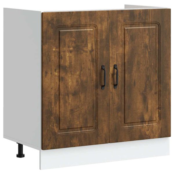vidaXL Mueble bajo para fregadero Kalmar roble ahumado 80x46x81,5 cm