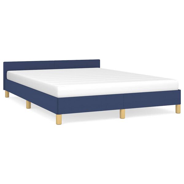 vidaXL Estructura de cama con cabecero sin colchón tela azul 140x190cm