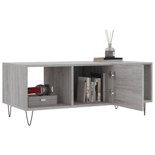 vidaXL Mesa de centro madera contrachapada gris Sonoma 102x50x40 cm