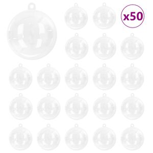 vidaXL Juego de Esferas de Navidad 50 pcs Transparente &Oslash; 5 cm