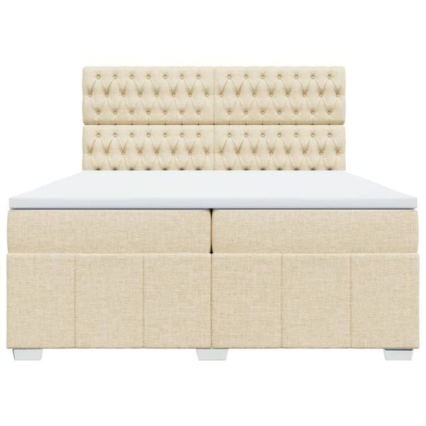 vidaXL Cama box spring con colch&oacute;n tela color crema 200x200 cm