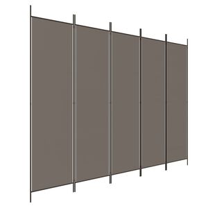 vidaXL Biombo divisor de 5 paneles de tela gris antracita 250x220 cm