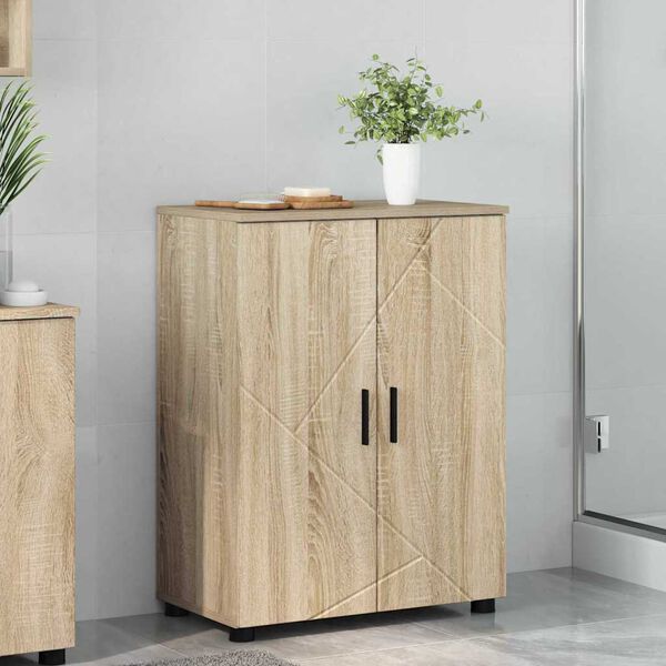 vidaXL Gabinete de Baño con puerta Roble Sonoma 60 x 35 x 80 cm