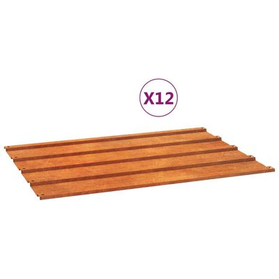vidaXL Paneles de tejado 12 uds acero corten oxidado 60x44 cm