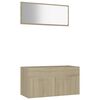 vidaXL Set de muebles de ba&ntilde;o 2 pzas contrachapada color roble Sonoma