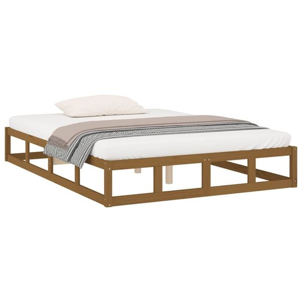 vidaXL Estructura de cama madera maciza marr&oacute;n miel 120x200 cm