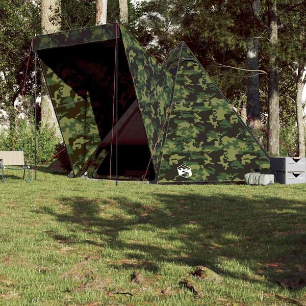 vidaXL Tienda campa&ntilde;a familiar tipi 6 personas impermeable camuflaje