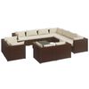 vidaXL Set muebles de jard&iacute;n 12 pzas y cojines rat&aacute;n sint&eacute;tico marr&oacute;n
