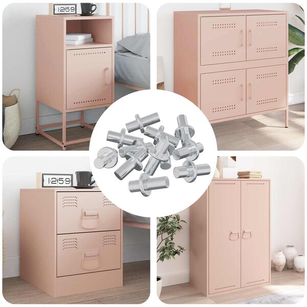 vidaXL Soporte de estante 12 pcs Plateado 8,6 x 8,6 x 14,6 mm Acero