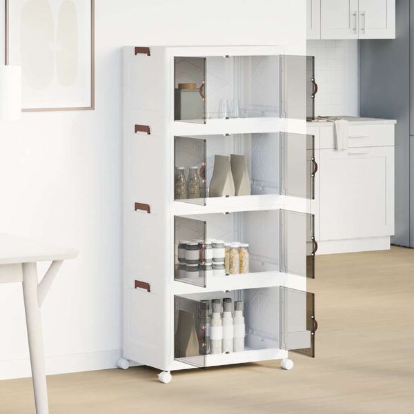 vidaXL Caja de almacenaje apilable con ruedas 4niveles 75L