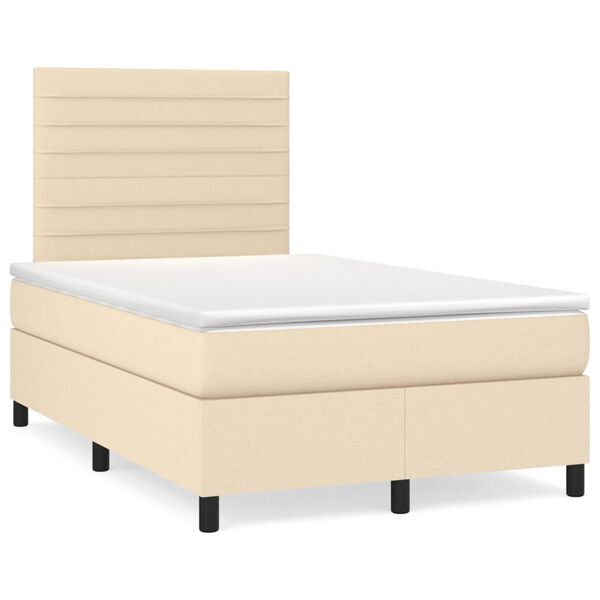 vidaXL Cama box spring con colch&oacute;n tela color crema 120x200 cm