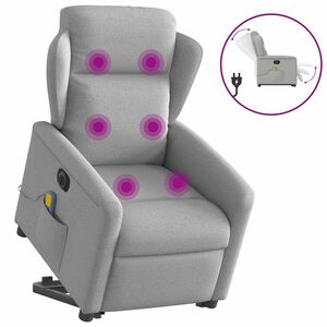 vidaXL Sill&oacute;n de masaje el&eacute;ctrico reclinable elevable tela gris nube