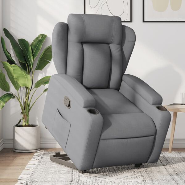 vidaXL Sill&oacute;n reclinable elevable de tela gris claro