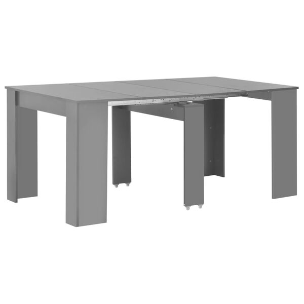 vidaXL Mesa de comedor extensible gris brillante 175x90x75 cm