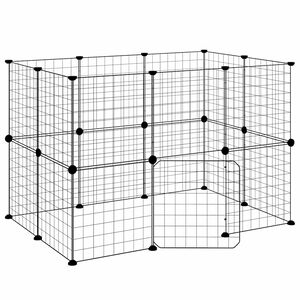 vidaXL Jaula para mascotas de 20 paneles puerta acero negro 105x70x70 cm
