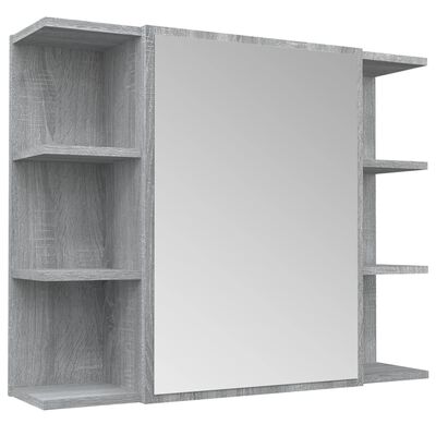 vidaXL Armario de espejo baño contrachapada gris Sonoma 80x20,5x64 cm