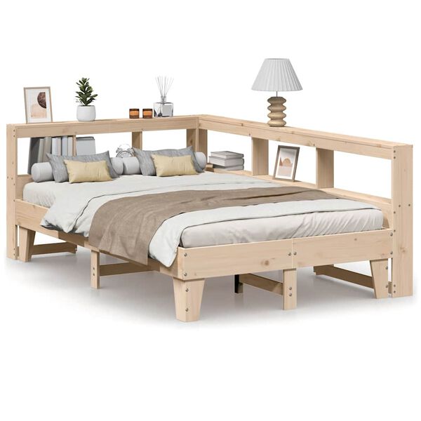 vidaXL Cama con estanter&iacute;a sin colch&oacute;n madera maciza de pino 120x190cm