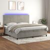 vidaXL Cama box spring colchón y LED terciopelo gris claro 200x200 cm