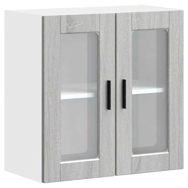 vidaXL Armario de pared para cocina puerta cristal Porto gris sonoma