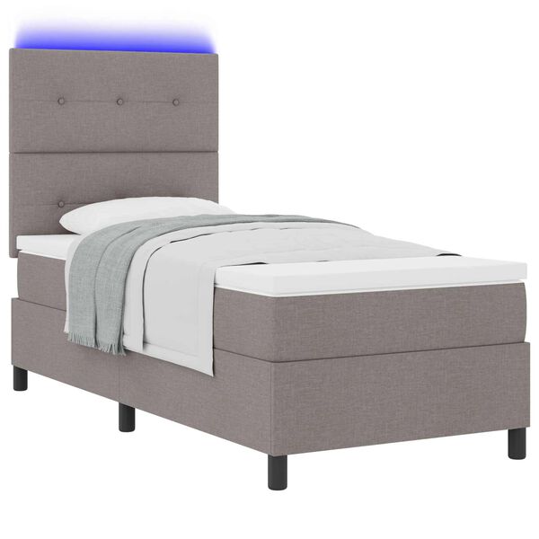 vidaXL Cama tipo Box Spring con colch&oacute;n con LED Taup&eacute; 80 x 200 cm tela