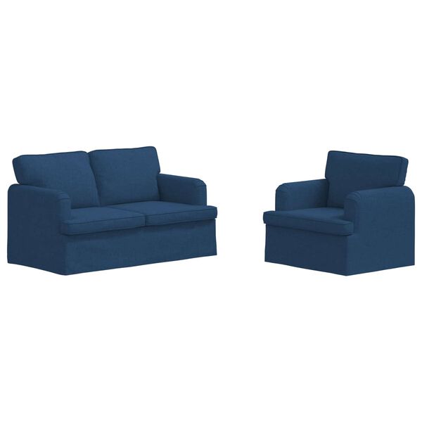 vidaXL Sof&aacute; 2 pcs Azul 144 x 80 x 85 cm tela
