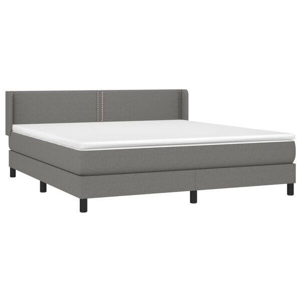 vidaXL Cama box spring con colch&oacute;n tela gris oscuro 180x200 cm