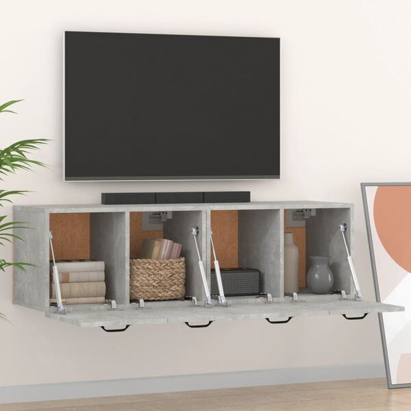 vidaXL Armarios pared 2 uds contrachapada gris hormig&oacute;n 80x35x36,5 cm