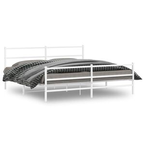 vidaXL Estructura cama sin colch&oacute;n con estribo metal blanco 193x203 cm