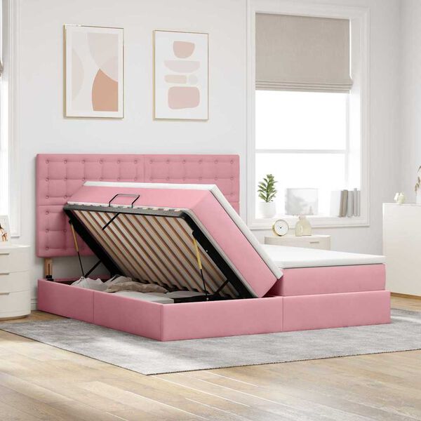 vidaXL Cama con almacenamiento Rosa 180 x 200 cm Terciopelo