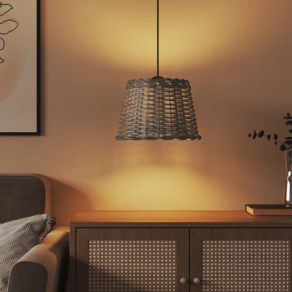 vidaXL Pantalla para l&aacute;mpara de techo mimbre marr&oacute;n &Oslash;30x20 cm