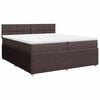 vidaXL Cama box spring con colch&oacute;n tela marr&oacute;n oscuro 200x200 cm