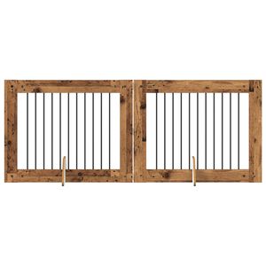 vidaXL Puerta de perro con soportes 2 pcs Madera envejecida