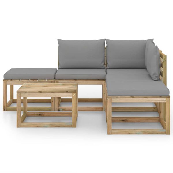 vidaXL Juego de muebles de jard&iacute;n 6 piezas con cojines gris