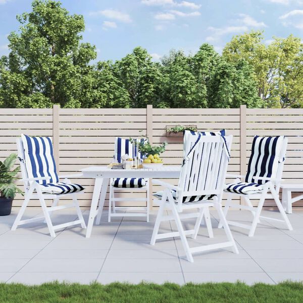 vidaXL Cojines silla respaldo alto 4 uds tela Oxford rayas azul blanco