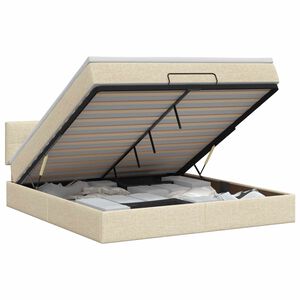 vidaXL Cama otomana con colch&oacute;n con cabecera Crema 180 x 200 cm Tela