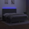 vidaXL Cama box spring colch&oacute;n y luces LED tela gris oscuro 160x200 cm