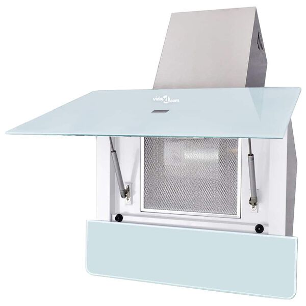 vidaXL Campana extractora cristal templado blanco 600 mm