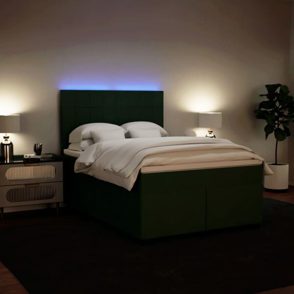 vidaXL Cama box spring con colch&oacute;n terciopelo verde oscuro 140x200 cm