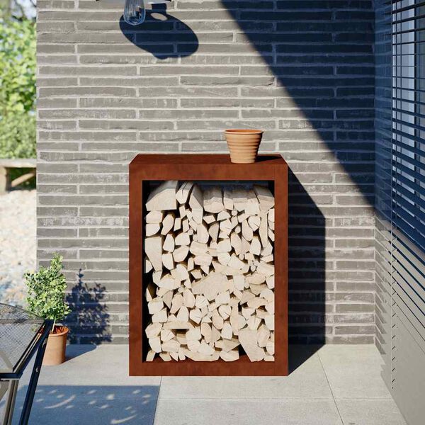 Le&ntilde;ero vidaXL 60x40x80 cm Acero oxidado