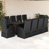 vidaXL Set de comedor jard&iacute;n 11 pzas con cojines rat&aacute;n sint&eacute;tico negro