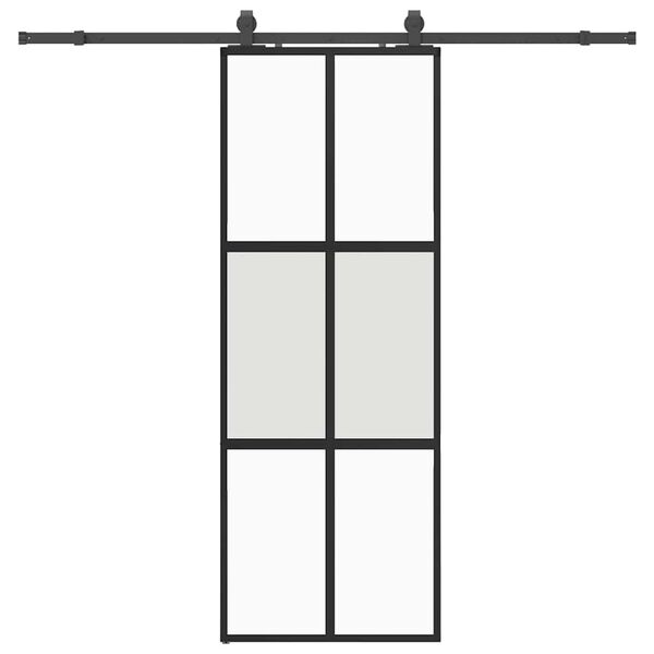 vidaXL Puerta corredera con herrajes negro 76x205 cm vidrio templado