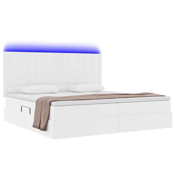 vidaXL Cama con almacenamiento y LED Puro 200 x 200 cm Cuero sint&eacute;tico