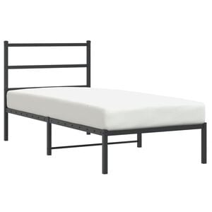 vidaXL Estructura cama sin colch&oacute;n con cabecero metal negro 90x200 cm