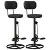 vidaXL Taburetes de cocina 2 uds piel de cabra aut&eacute;ntica negro