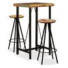 vidaXL Set muebles de bar 3 piezas madera maciza reciclada