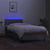 vidaXL Cama box spring colch&oacute;n y luces LED tela gris taupe 90x200 cm